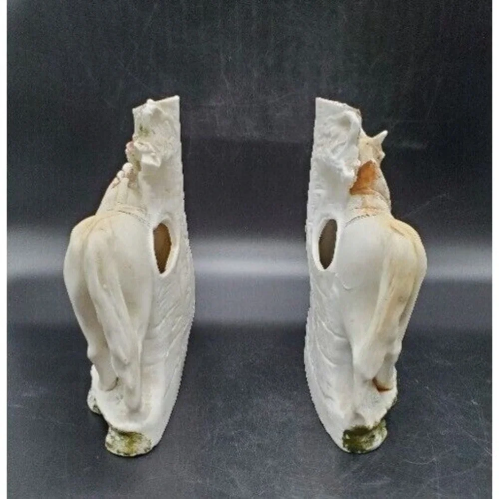 Antique‎ Pair German Grafental Bisque Porcelain Figurine Vase Horse People 6.5